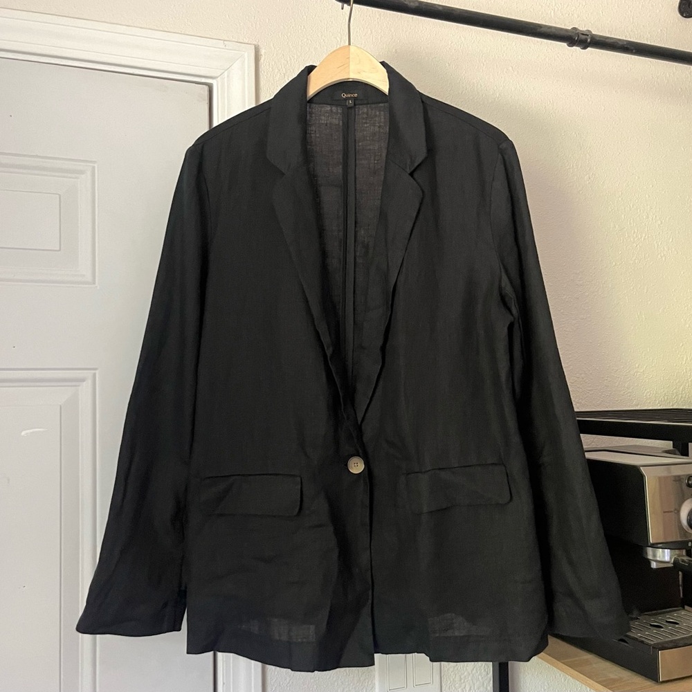 Black Linen Blazer